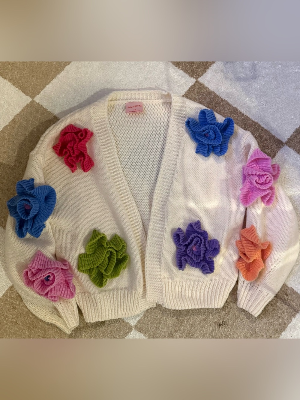 Mure- Grand  Floral Appliqué Knit Cardigan - Women's